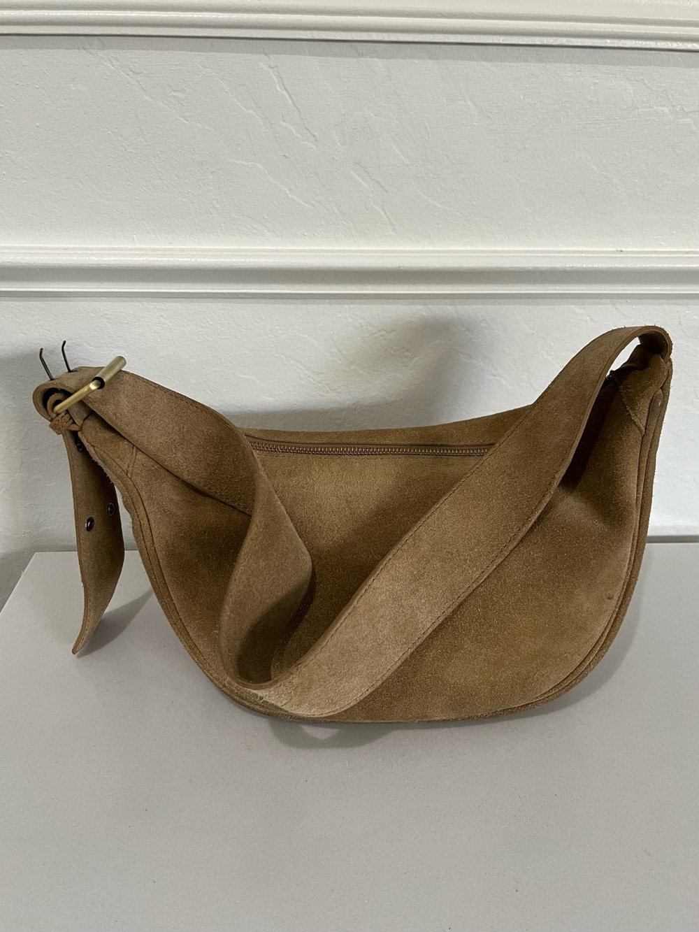 Suede Leather Moon bag Shoulder Bag - Picture 3 of 13